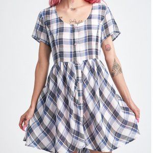 Button Down Plaid Mini Dress